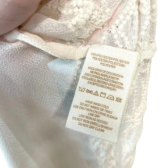 Free People Pale Pink Beaded Sheer Tank Top Size XS - Picture 8 of 9